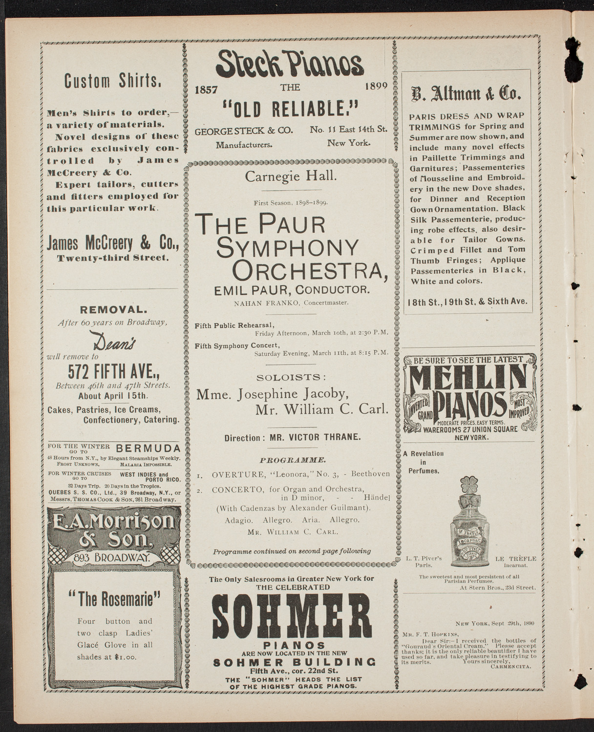 Paur Symphony Orchestra, March 10, 1899, program page 4