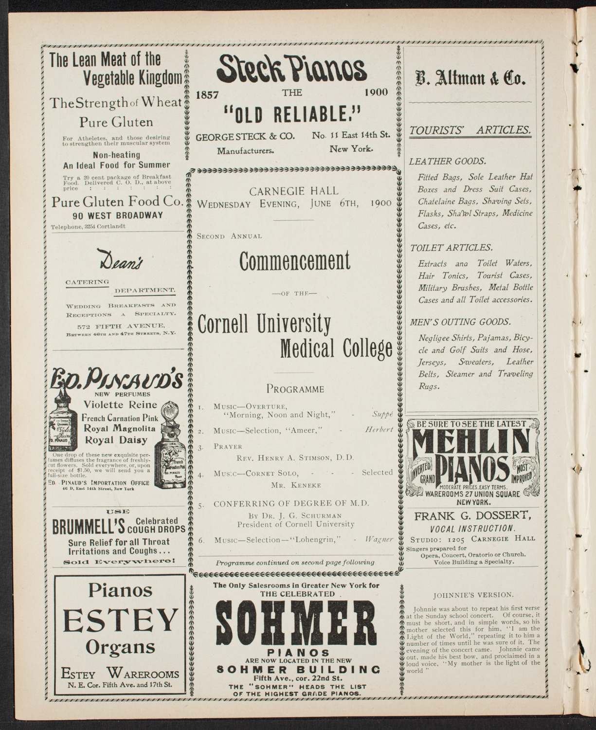 Cornell University Medical College Graduation, June 6, 1900, program page 4