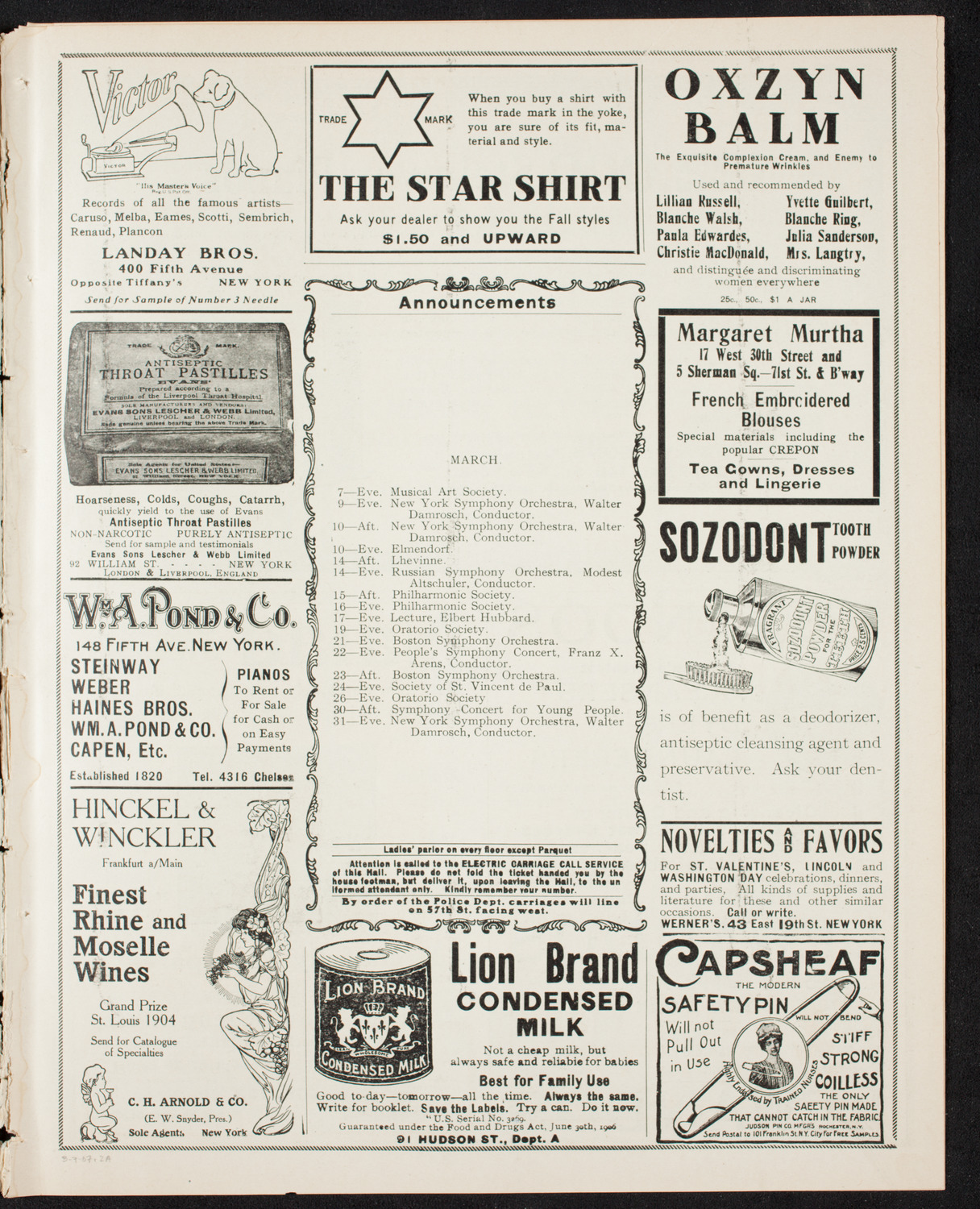 Elmendorf Lecture: Norway, March 7, 1907, program page 3