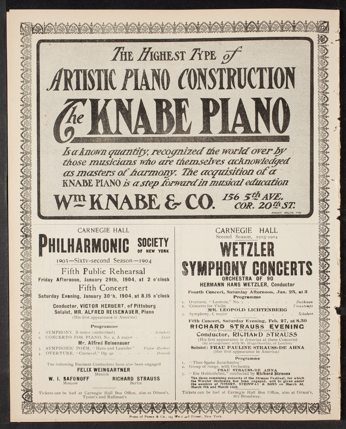 New York Symphony Orchestra, January 17, 1904, program page 12