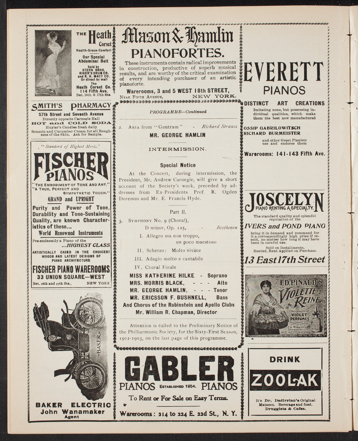 New York Philharmonic, April 5, 1902, program page 8