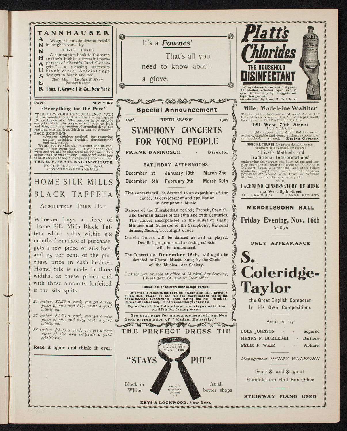 Boston Symphony Orchestra, November 8, 1906, program page 9