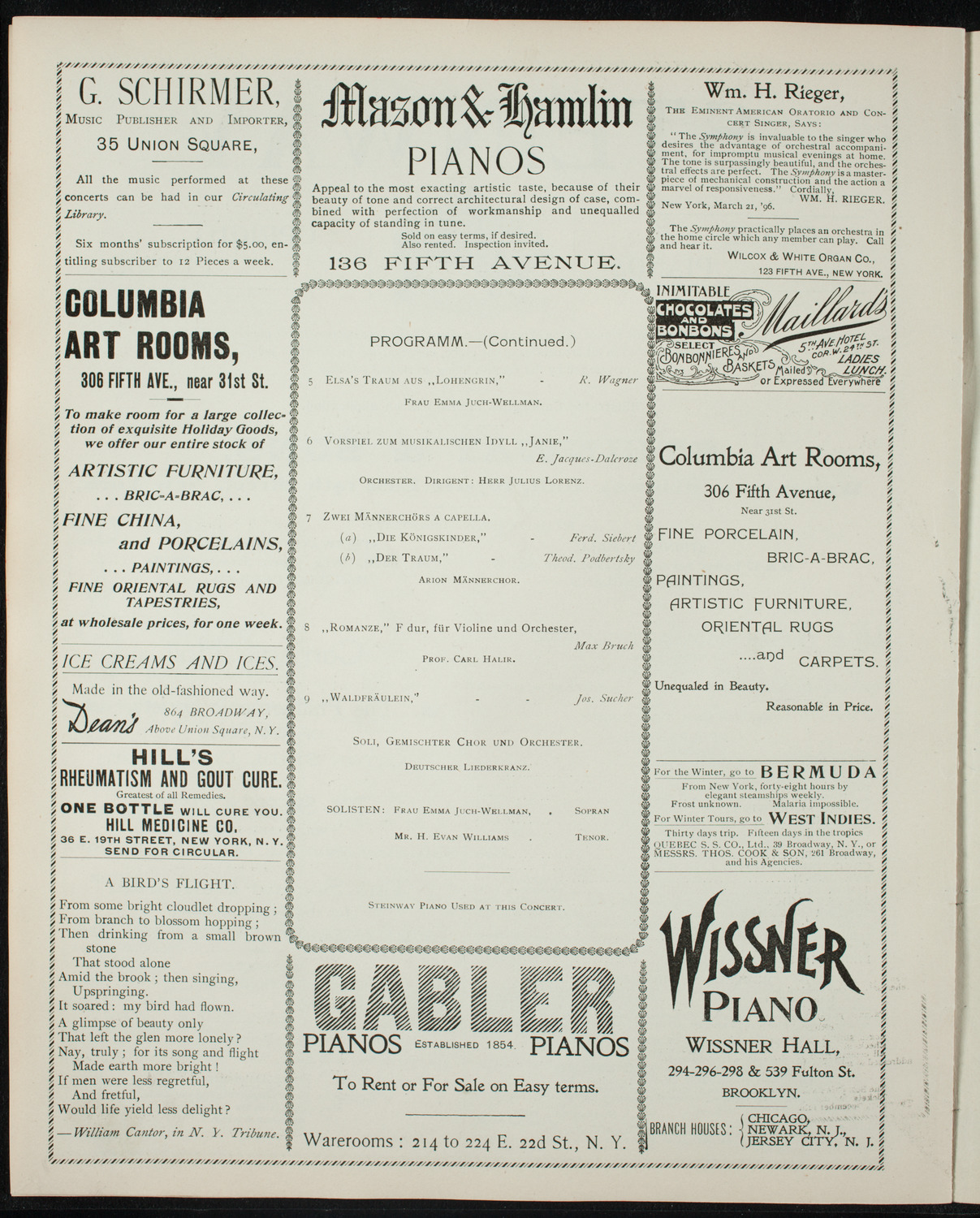 Benefit: German Hospitals and Dispensary in New York, November 29, 1896, program page 6