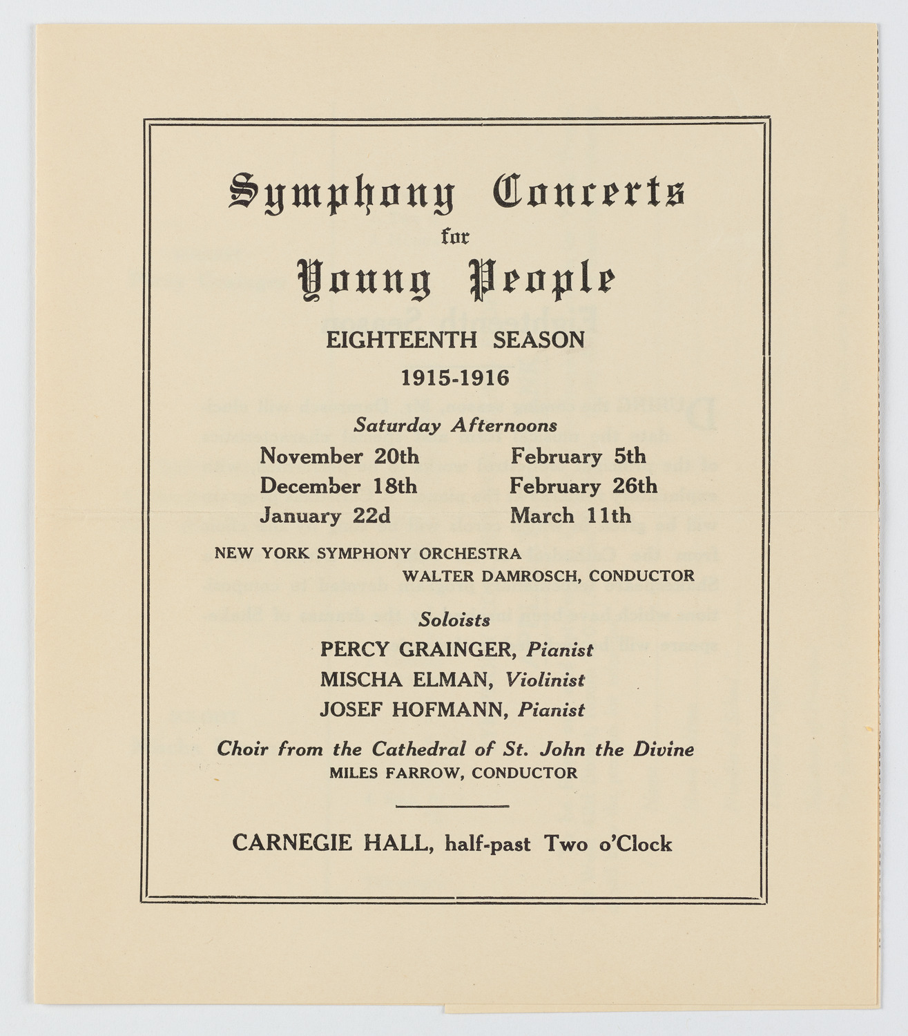 Symphony Concert for Young People, 1915