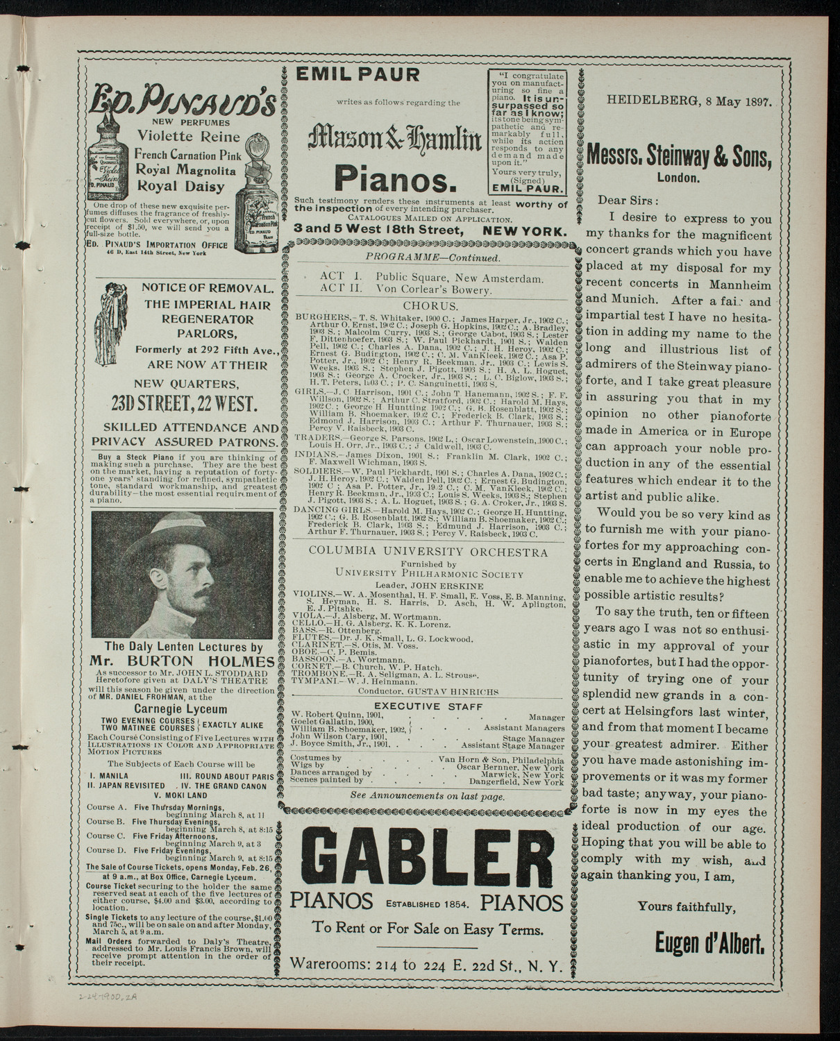 Columbia University Musical Society, February 24, 1900, program page 3