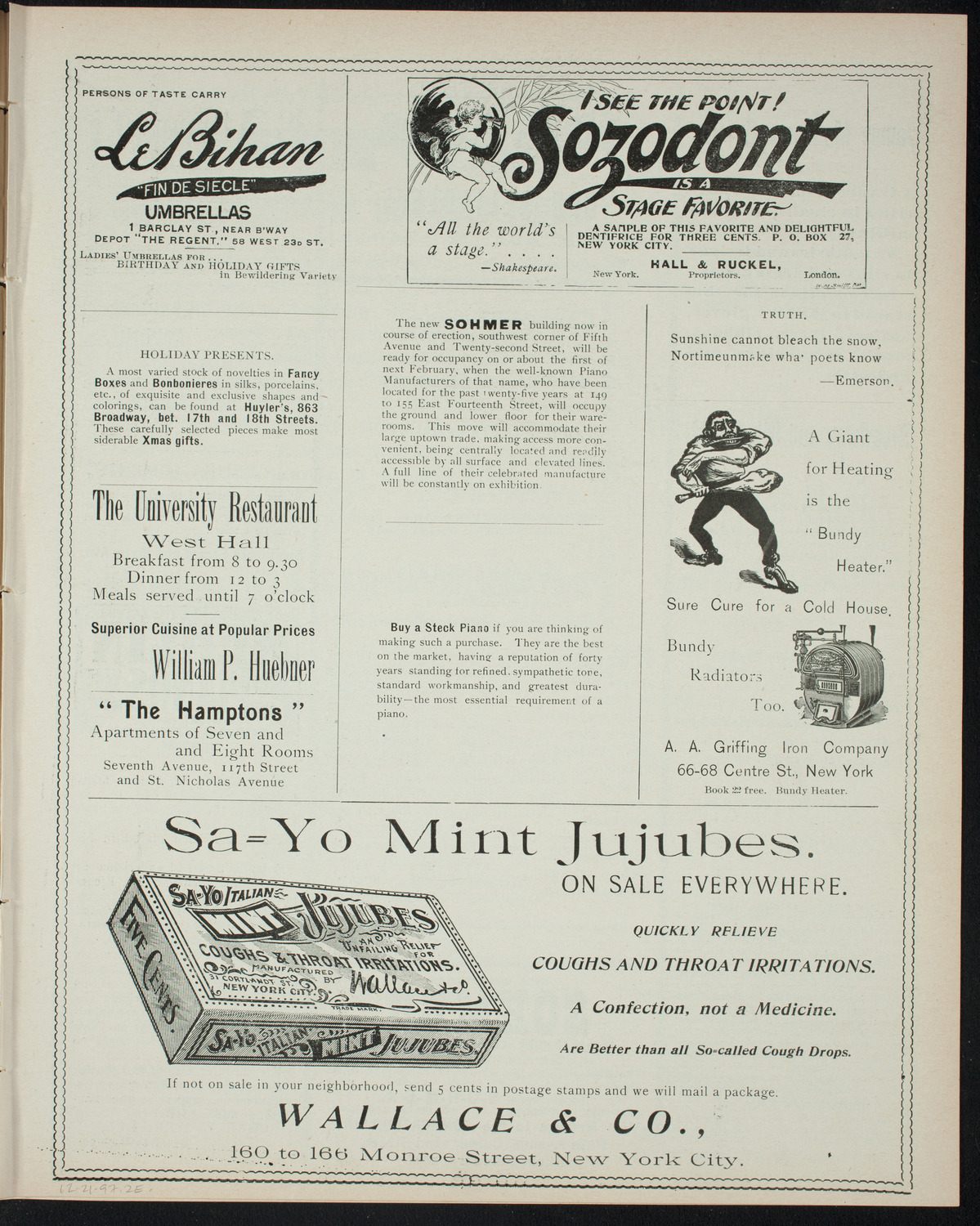 Columbia University Sophomore Class, December 21, 1897, program page 3