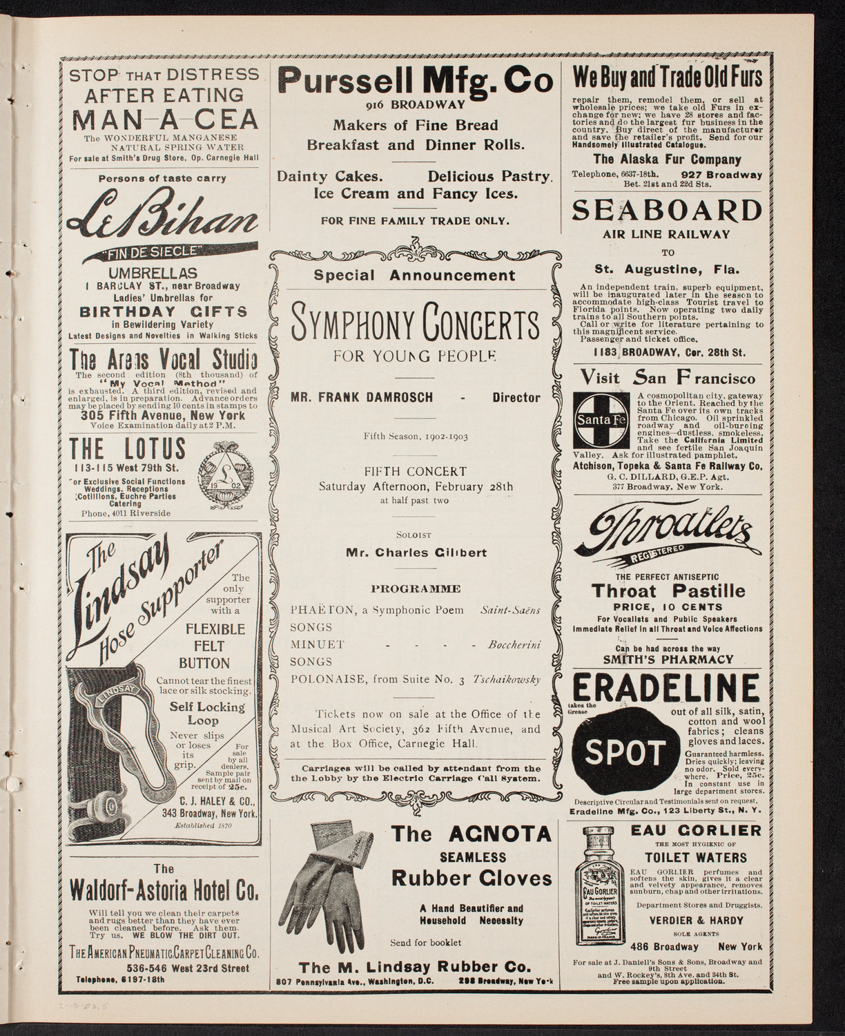 New York Philharmonic, February 13, 1903, program page 9