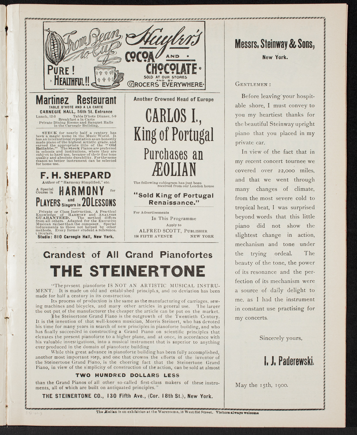 New York Philharmonic, March 8, 1901, program page 5