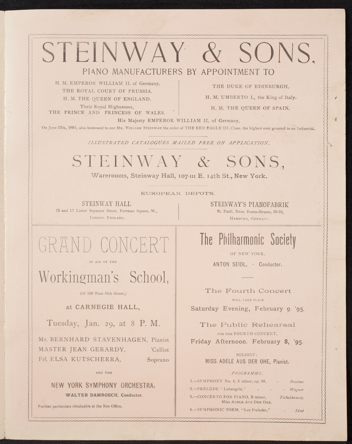 New York Philharmonic, January 12, 1895, program page 3