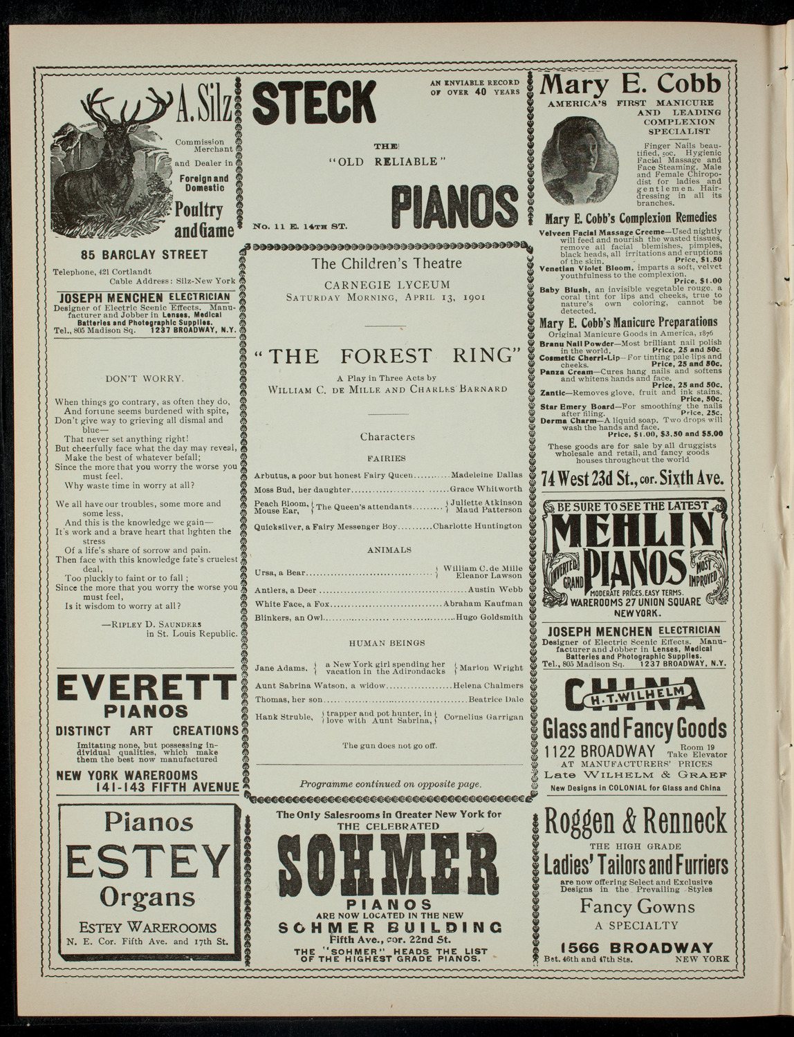 The Children's Theatre, April 13, 1901, program page 2
