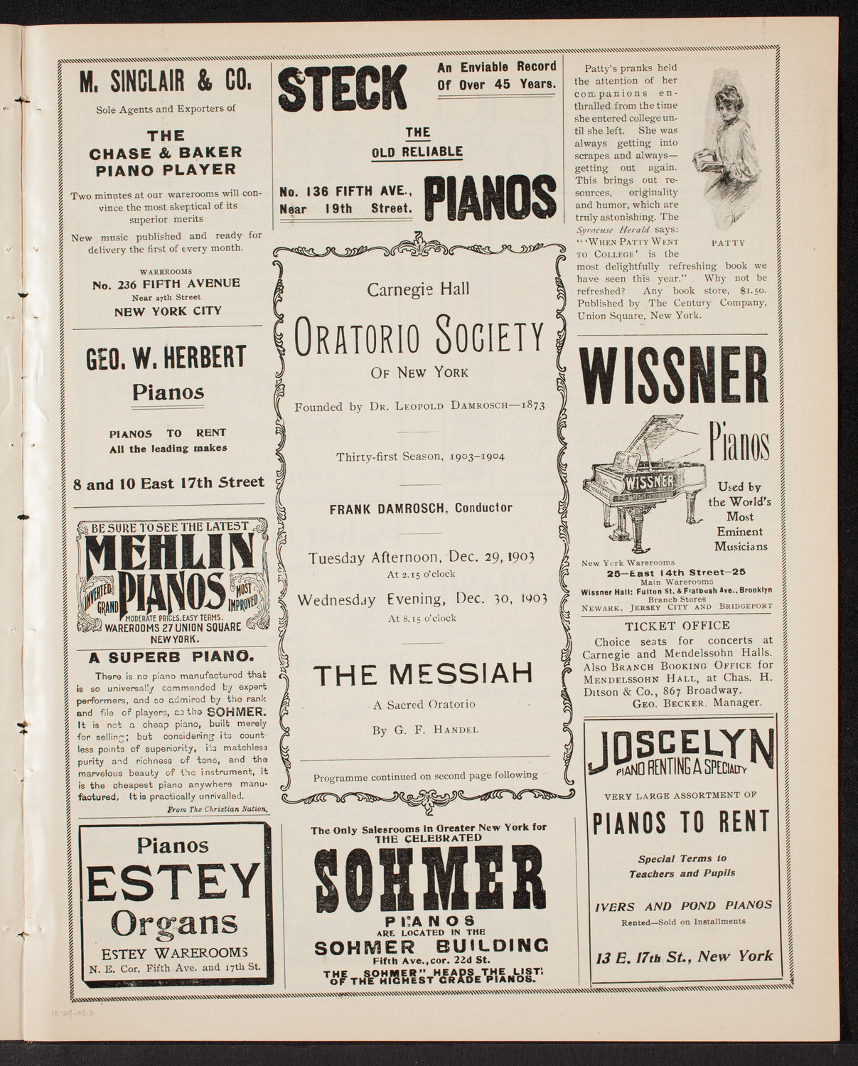 Oratorio Society of New York, December 29, 1903, program page 5
