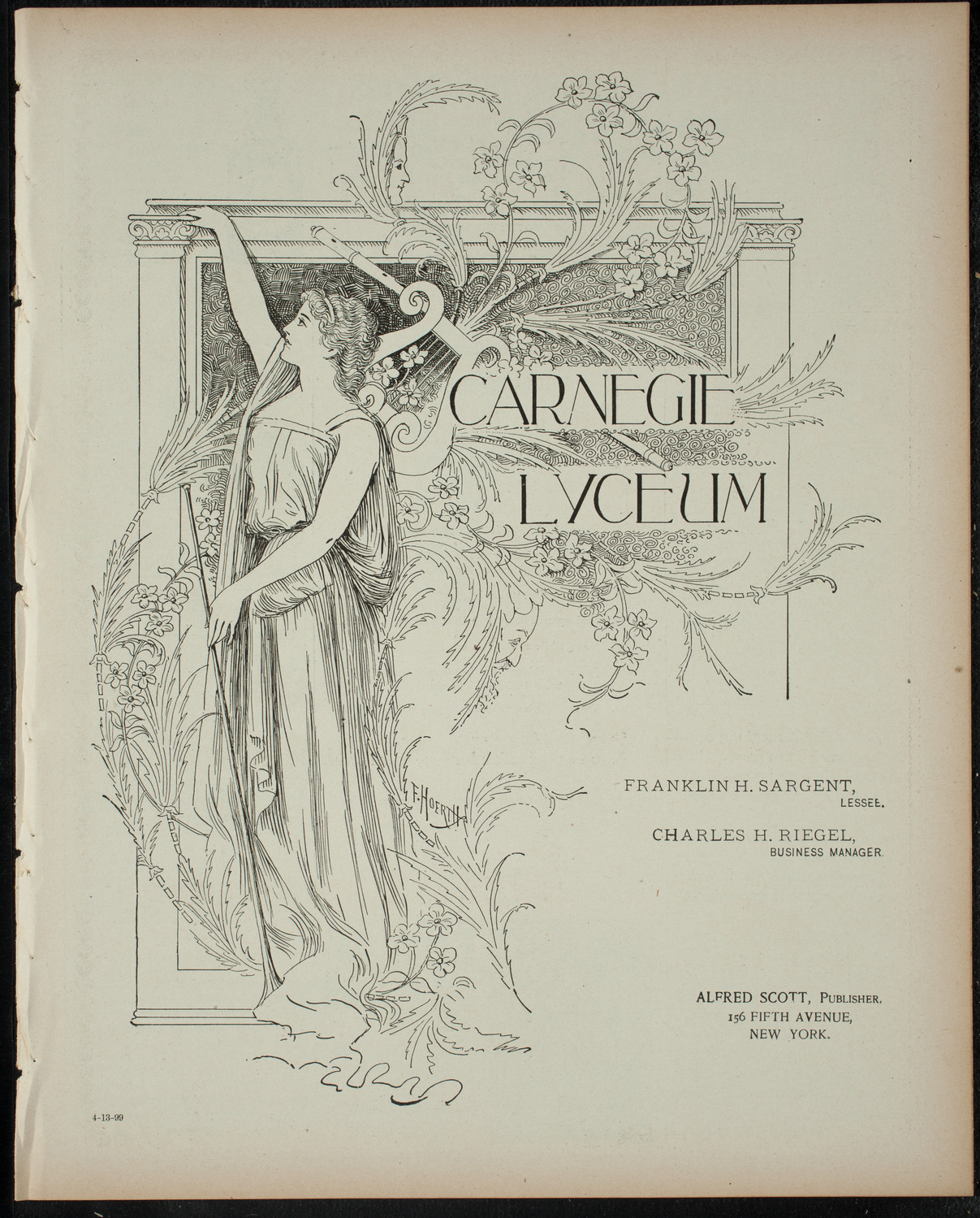 Alice in Wonderland, April 13, 1899, program page 1