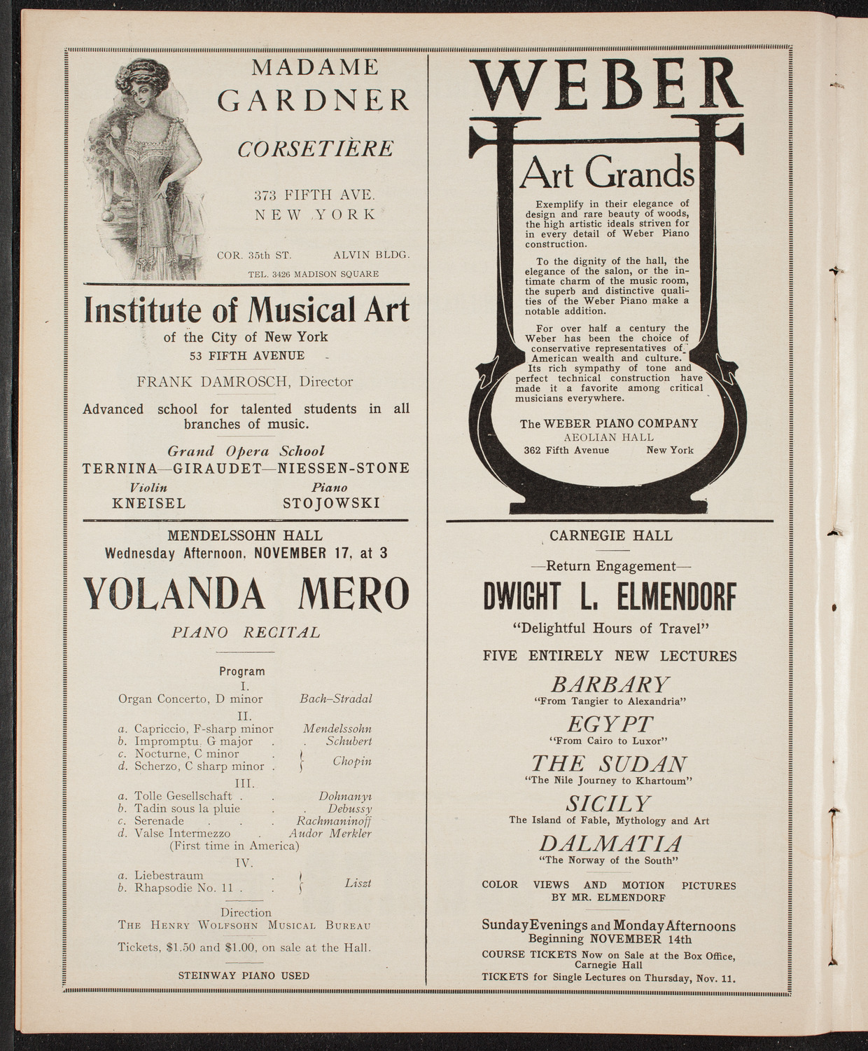 New York Philharmonic, November 10, 1909, program page 6