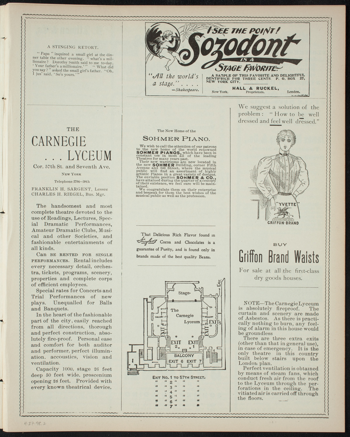 Dwight School Class Day Excercises, April 27, 1898, program page 3