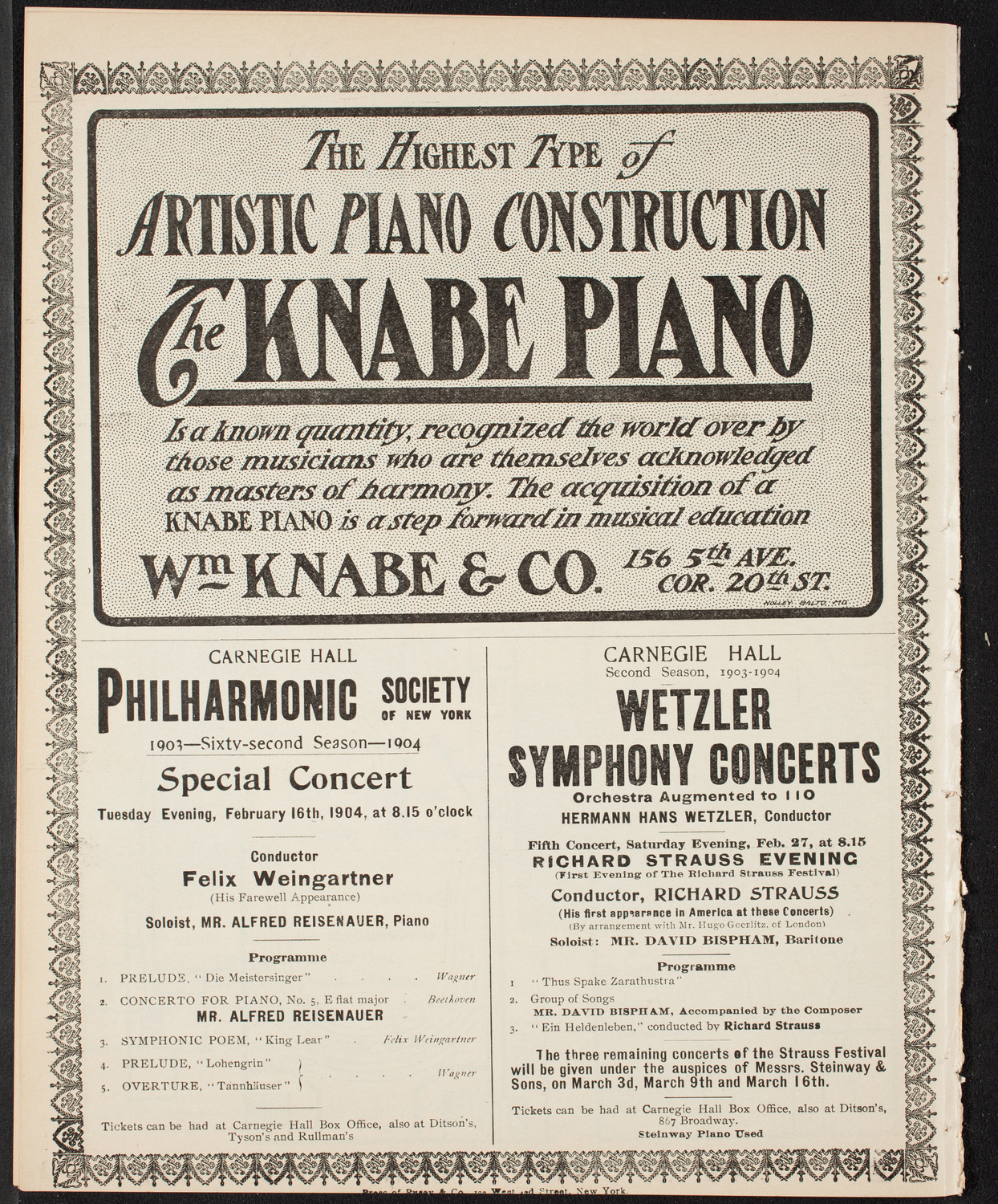 New York Symphony Orchestra, February 14, 1904, program page 12