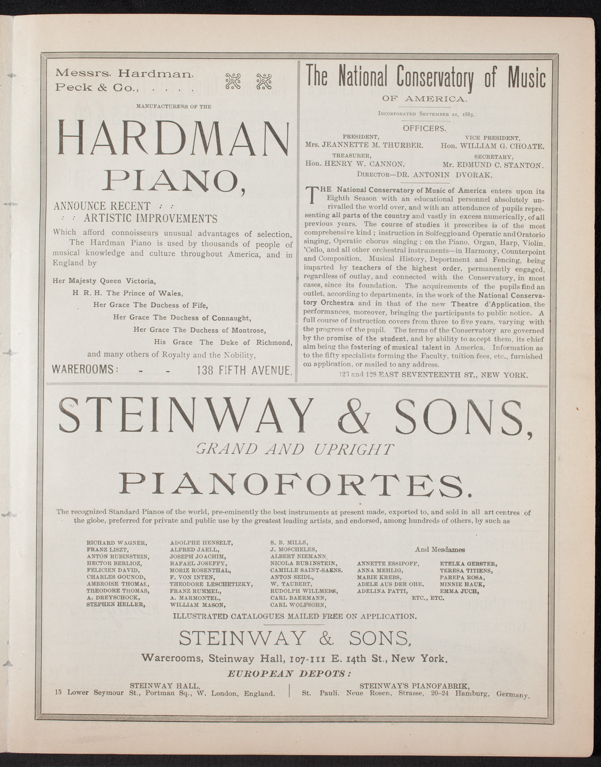 Damrosch Sunday Concert, January 29, 1893, program page 5