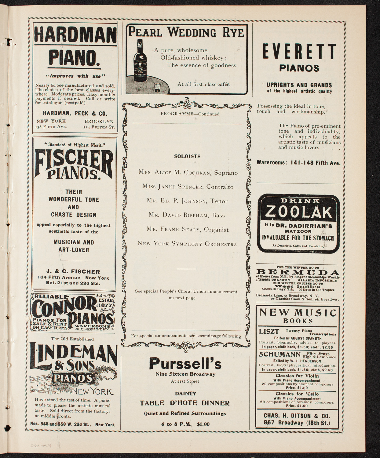 People's Choral Union, February 22, 1904, program page 7