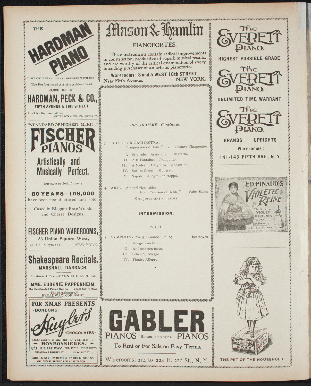 New York Philharmonic, December 17, 1898, program page 6