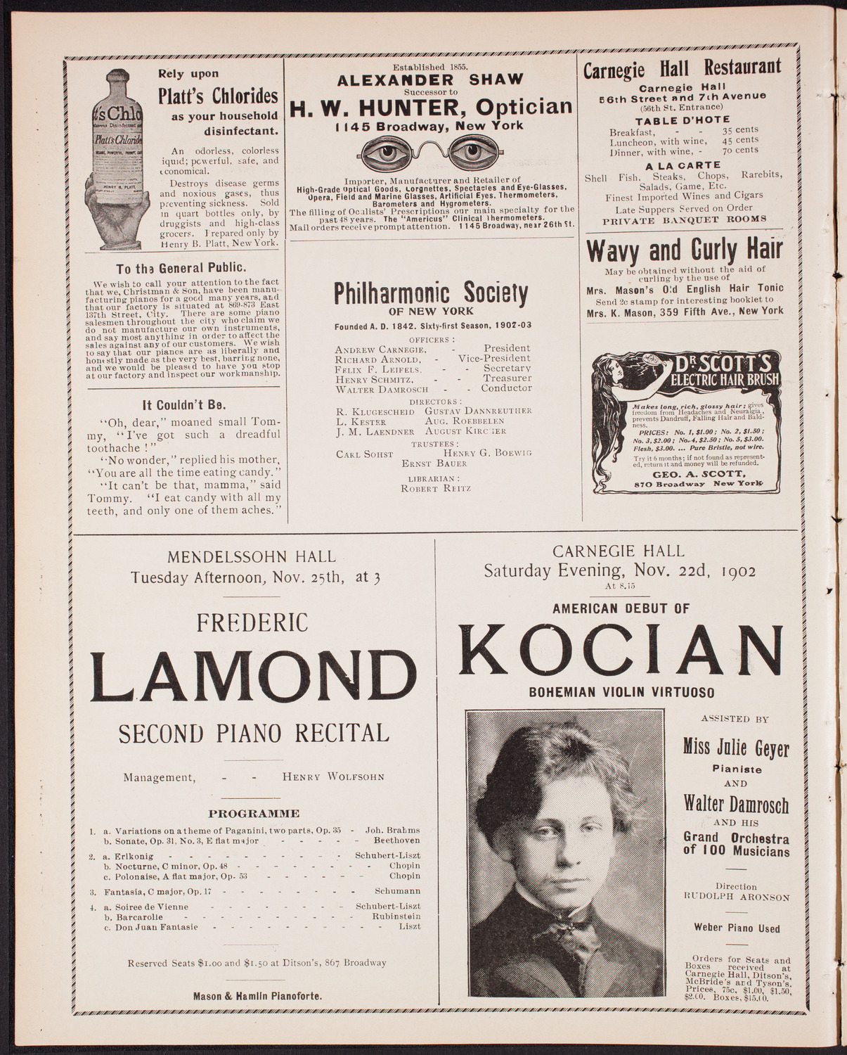 New York Philharmonic, November 15, 1902, program page 2