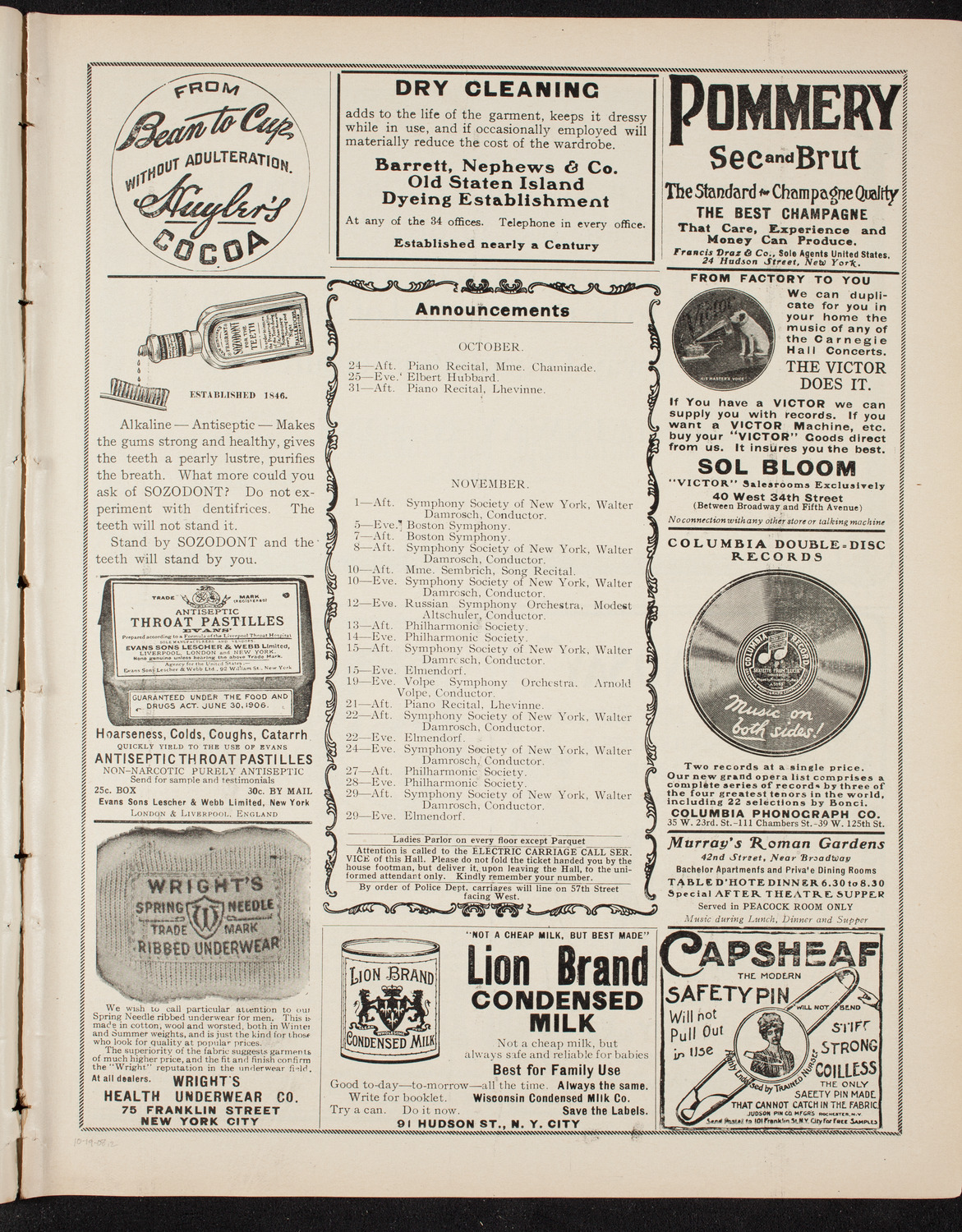 Philadelphia Orchestra, October 19, 1908, program page 3