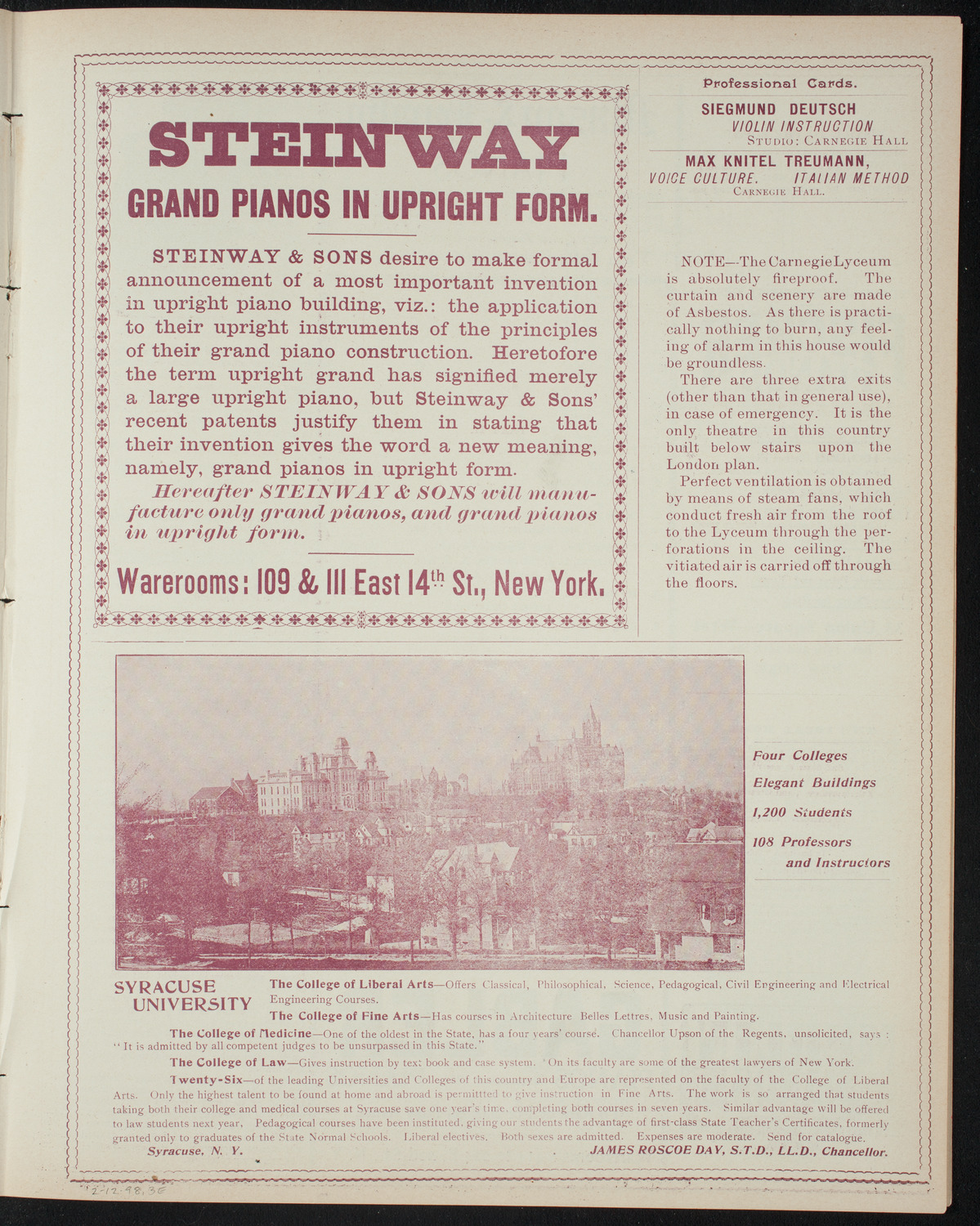 Fordham College Glee, Banjo, and Mandolin Clubs, February 12, 1898, program page 5