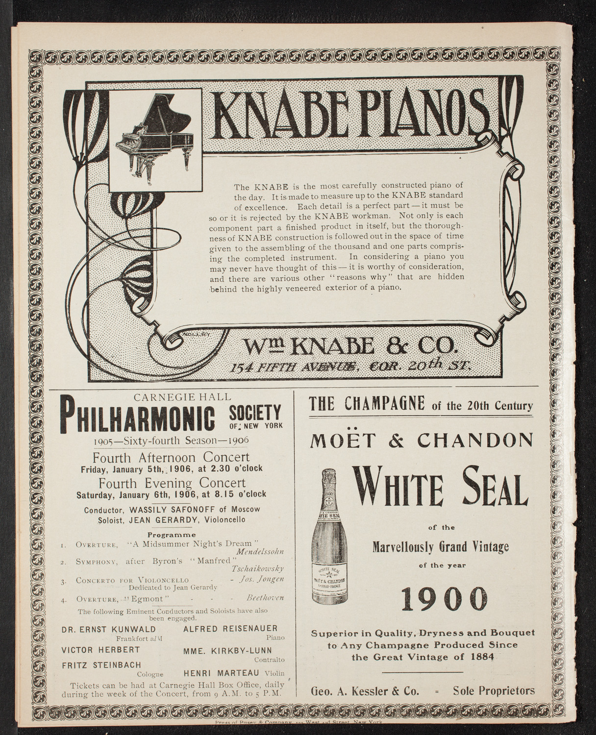 Jan Kubelik, Violin, December 24, 1905, program page 12