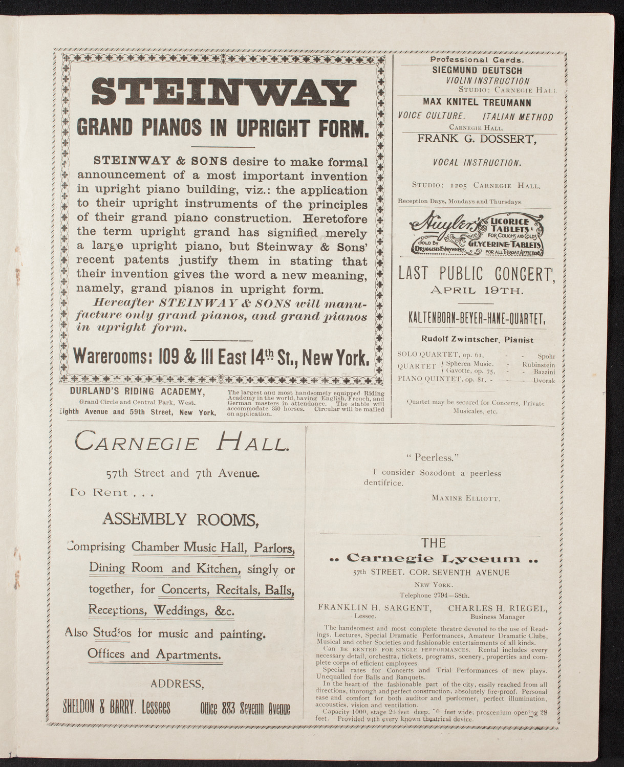 New York Philharmonic, April 1, 1898, program page 5