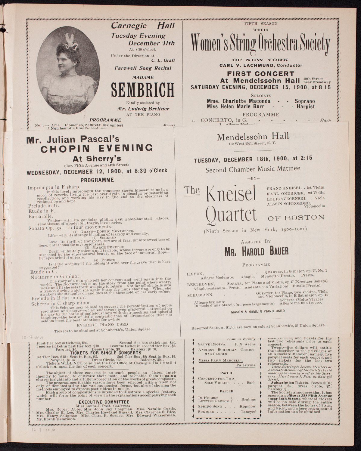 New York Philharmonic, December 7, 1900, program page 7