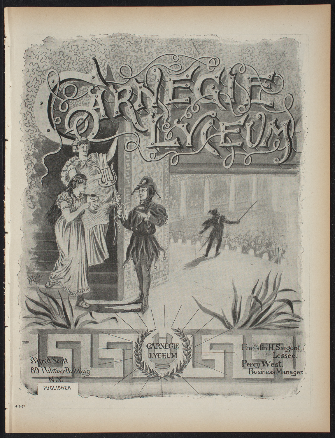 Anna Warren Story, April 9, 1897, program page 1