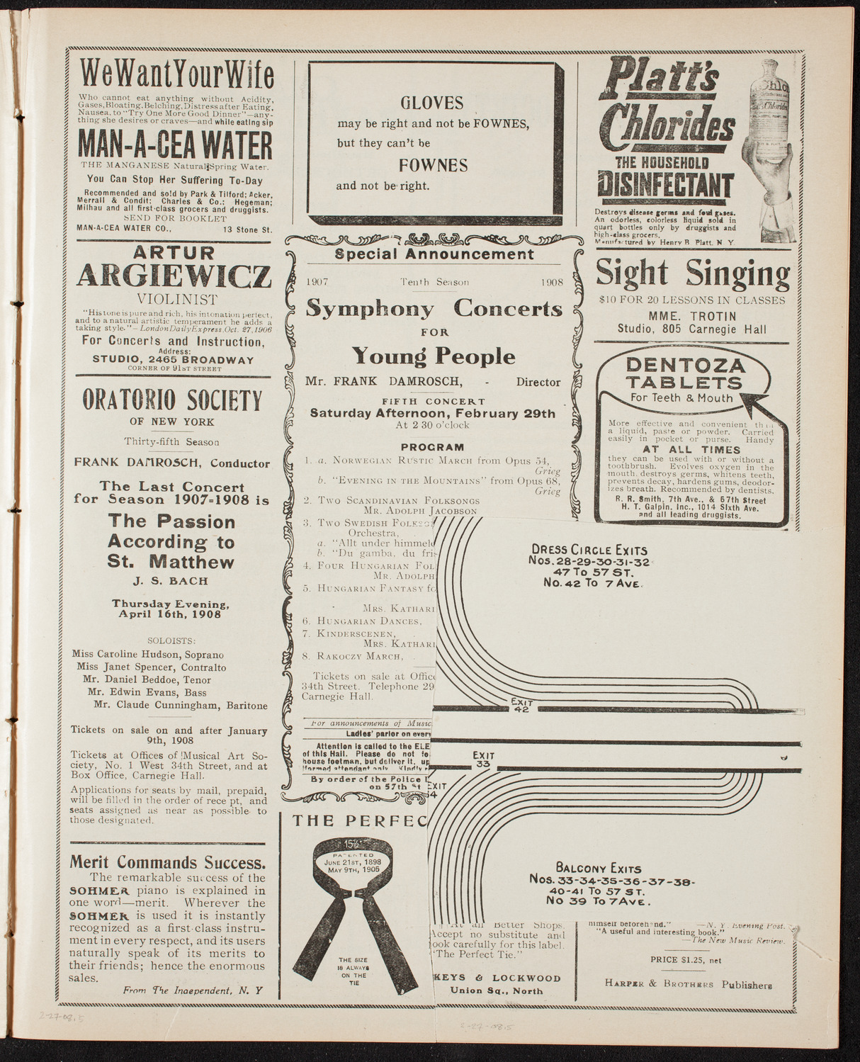 New York Banks' Glee Club, February 27, 1908, program page 9