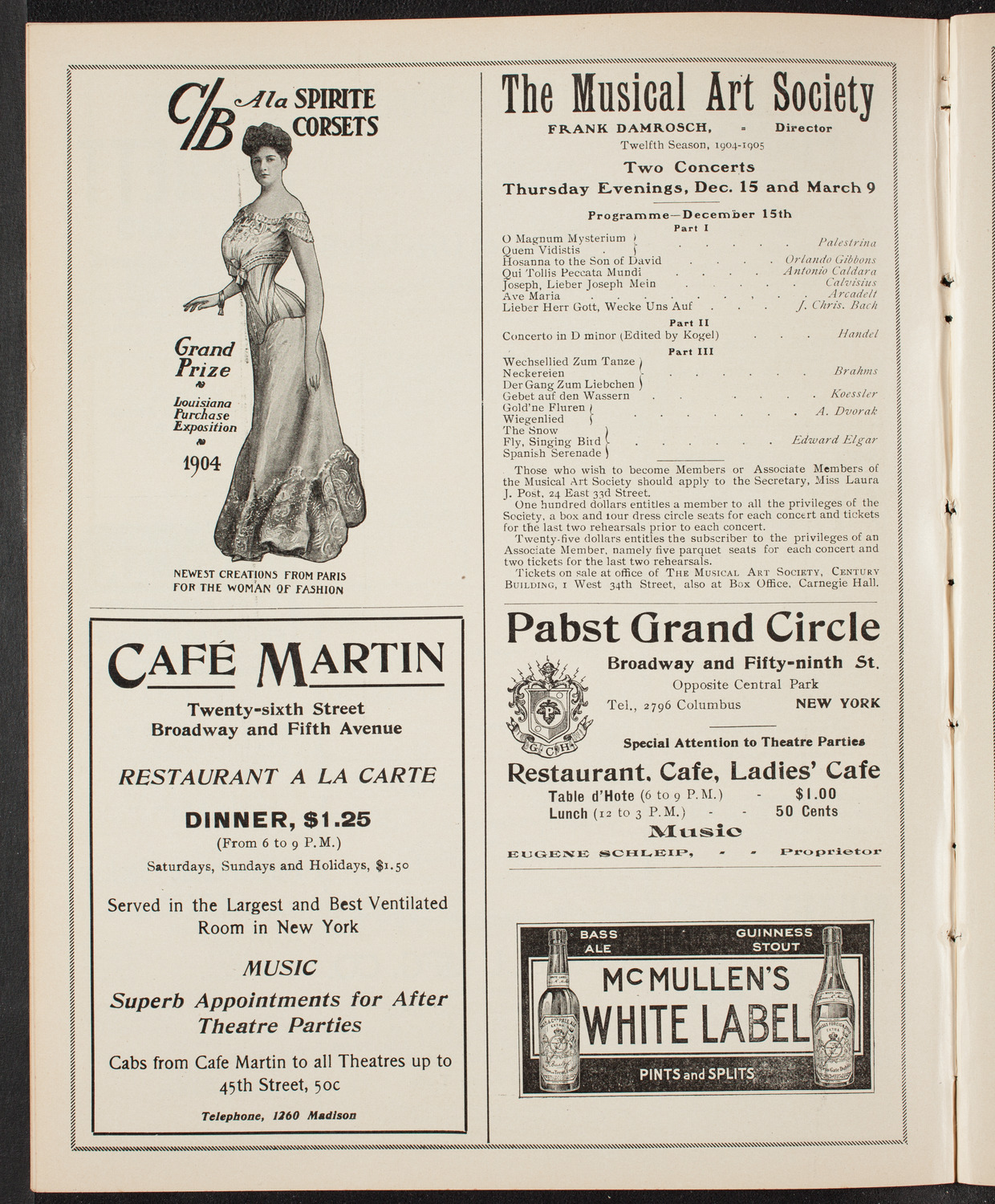 Josef Hofmann, Piano, December 3, 1904, program page 8