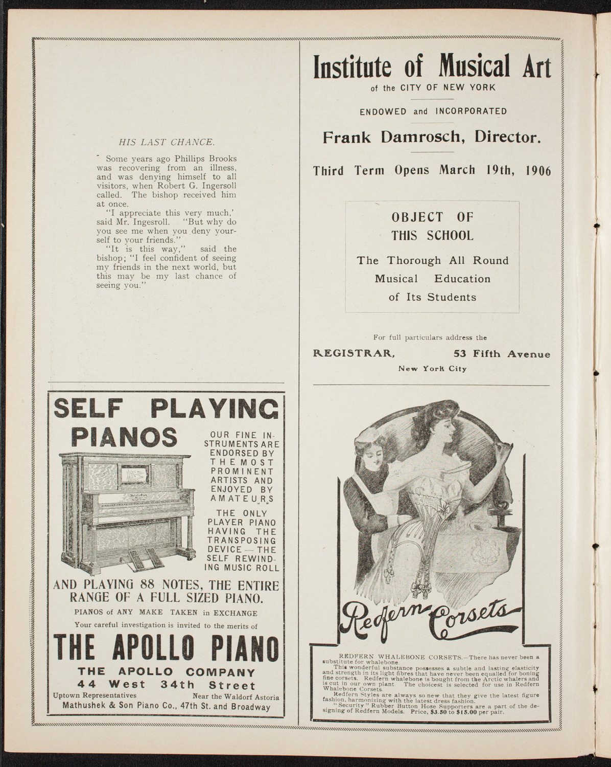 Benefit Concert and Lecture: Society of St. Vincent de Paul, April 22, 1906, program page 2