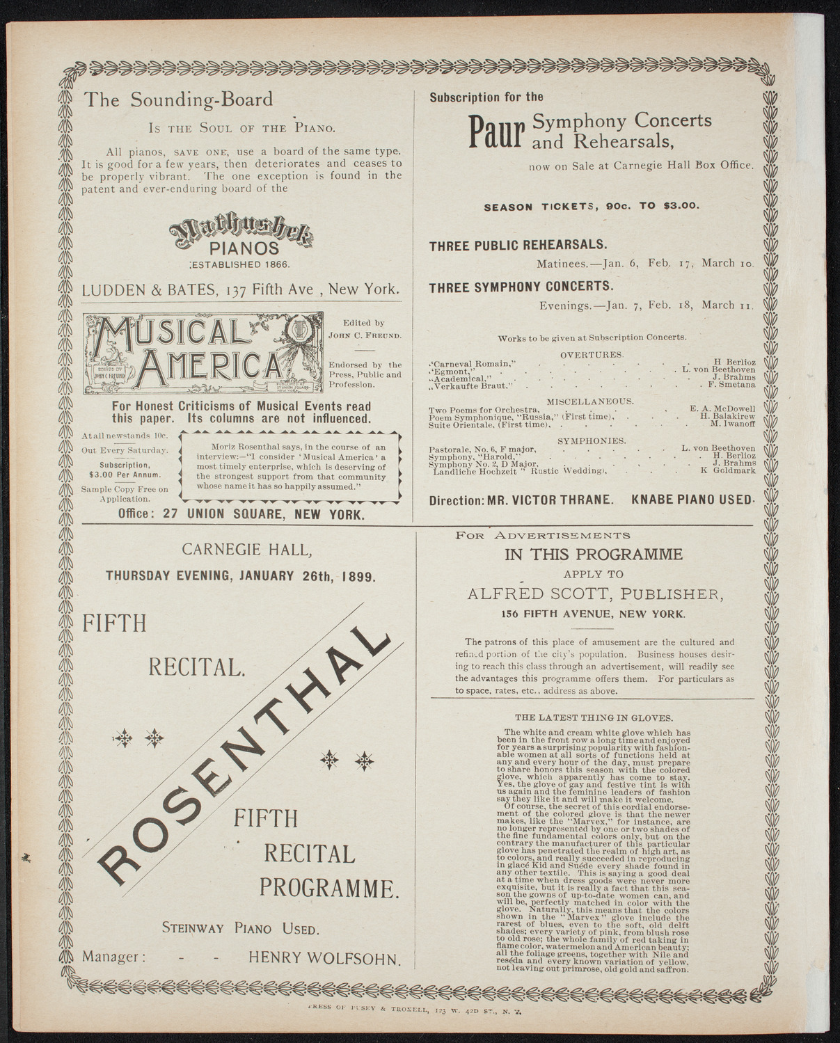 Paur Symphony Orchestra - Sunday Night Popular Concert, December 11, 1898, program page 8