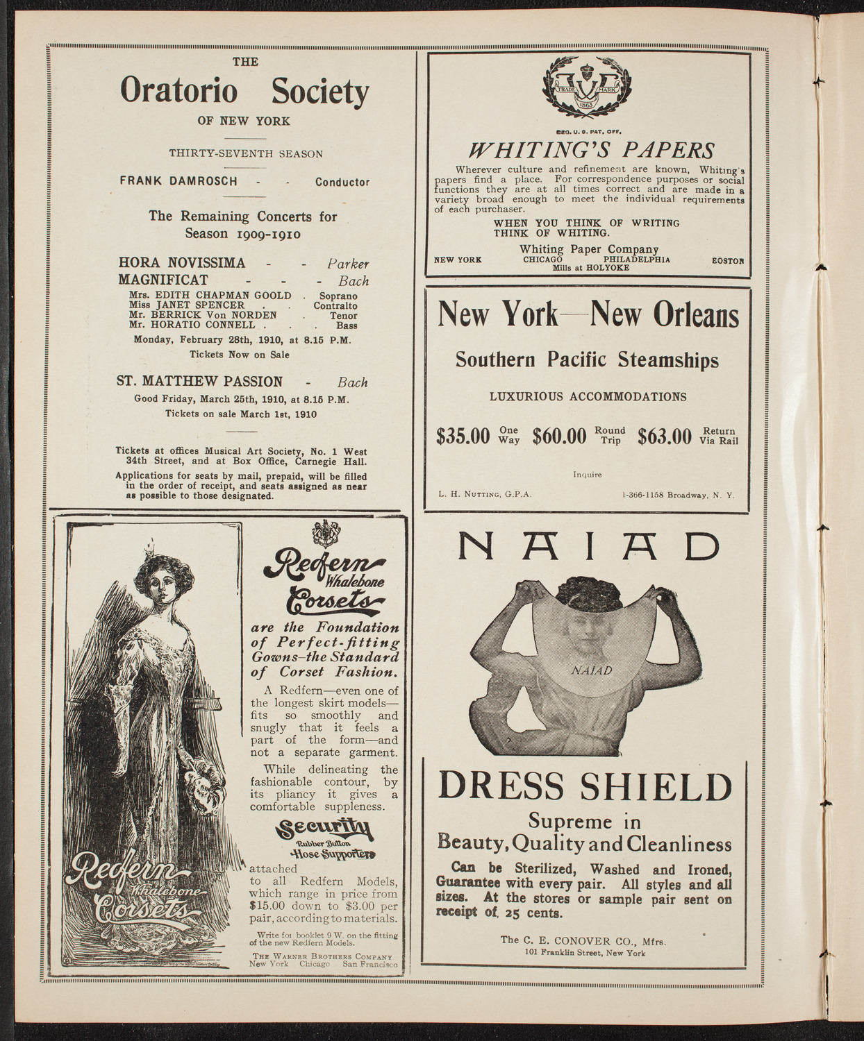 Maud Allan with The Russian Symphony Orchestra, February 16, 1910, program page 2