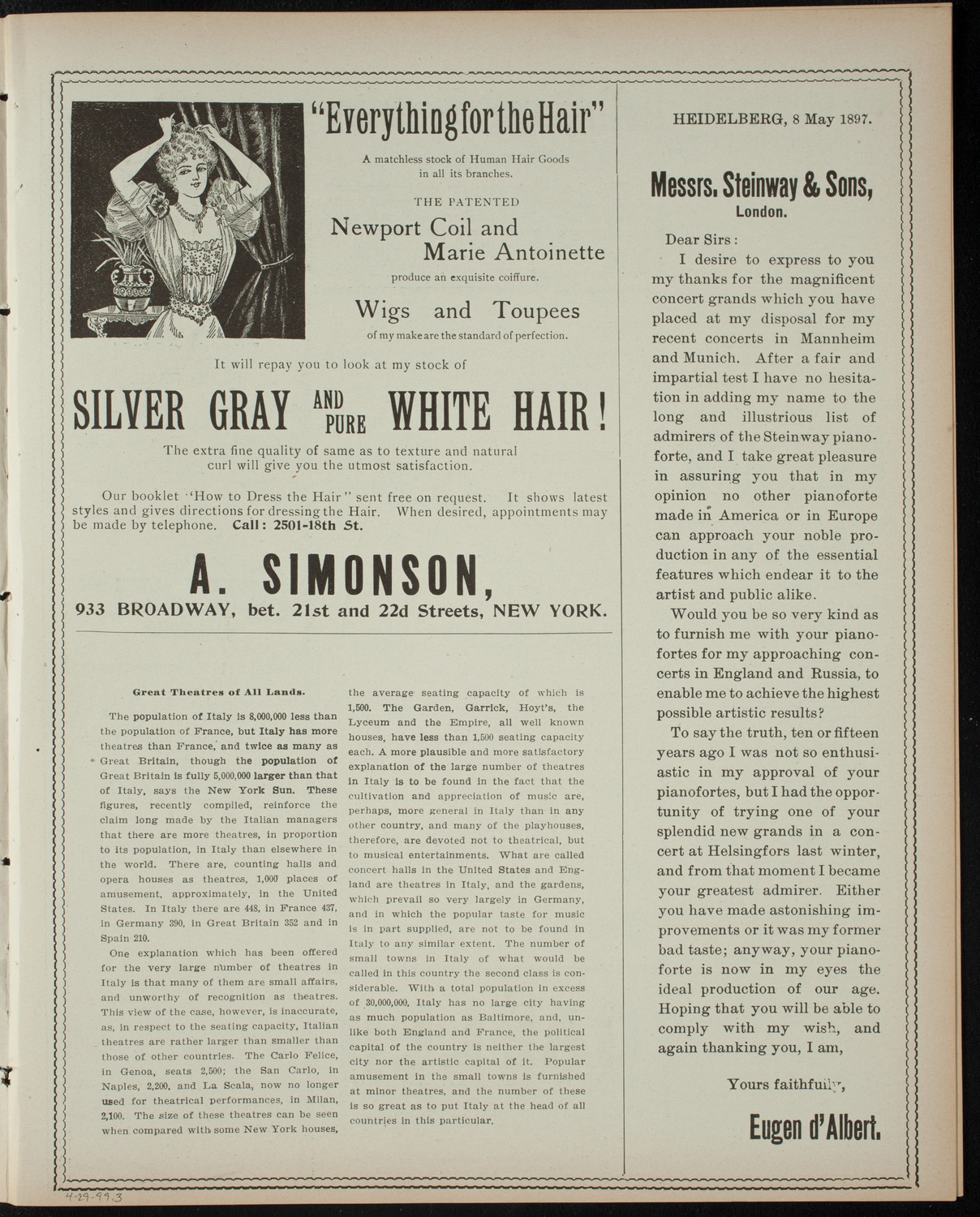 Union College Musical Association Glee, Banjo and Mandolin Clubs, April 29, 1899, program page 5