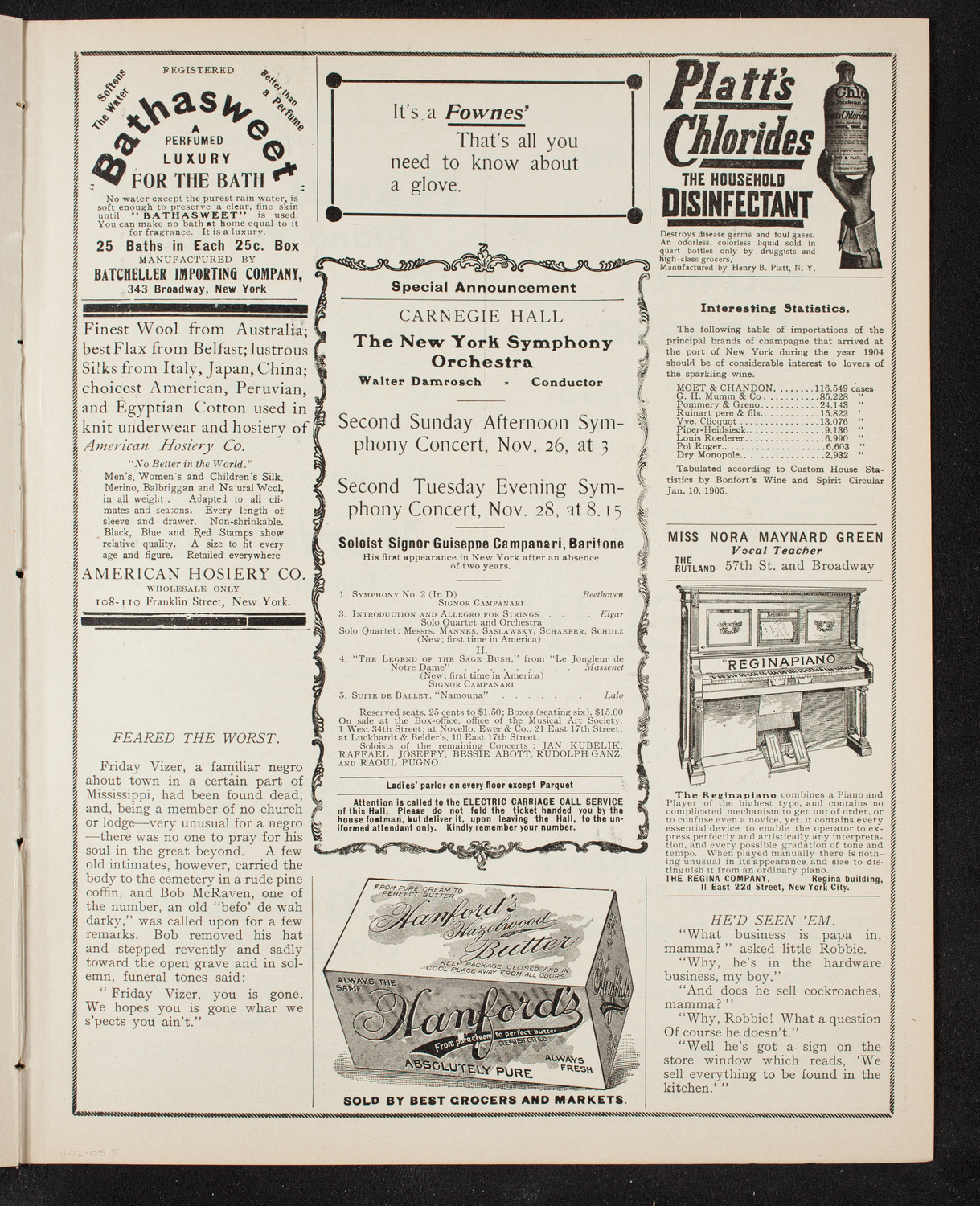 New York Symphony Orchestra, November 12, 1905, program page 9