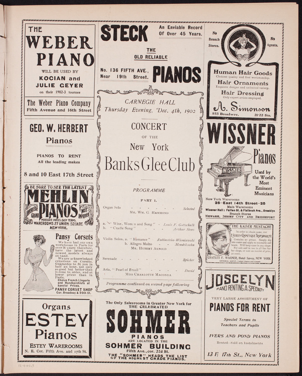 New York Banks' Glee Club, December 4, 1902, program page 5