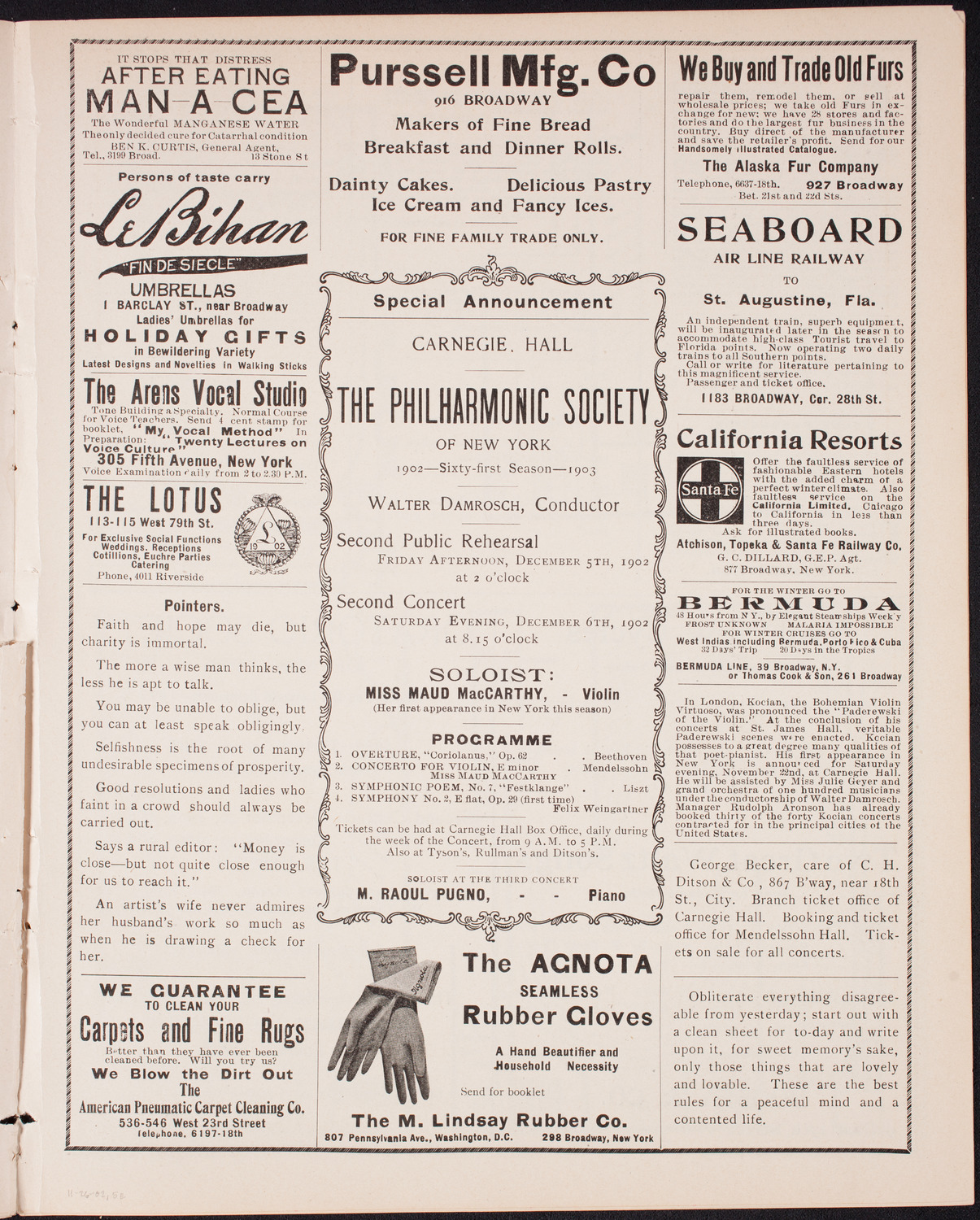 Philadelphia Orchestra, November 26, 1902, program page 9