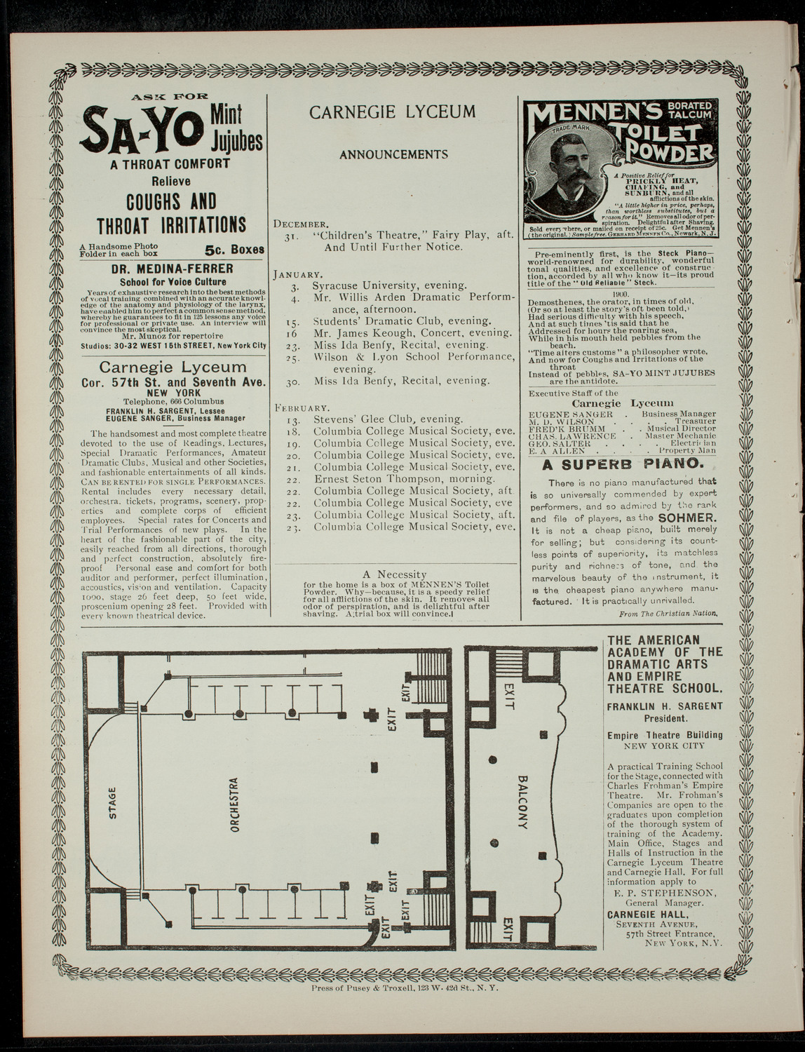 The Children's Theatre, December 29, 1900, program page 4