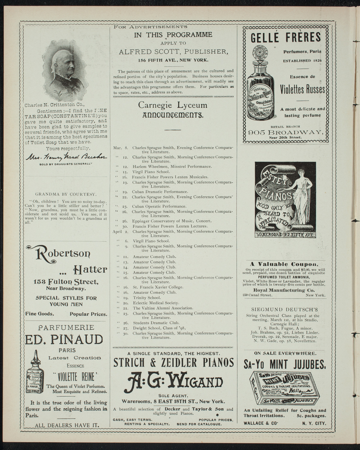 Students' Dramatic Club, March 7, 1898, program page 2
