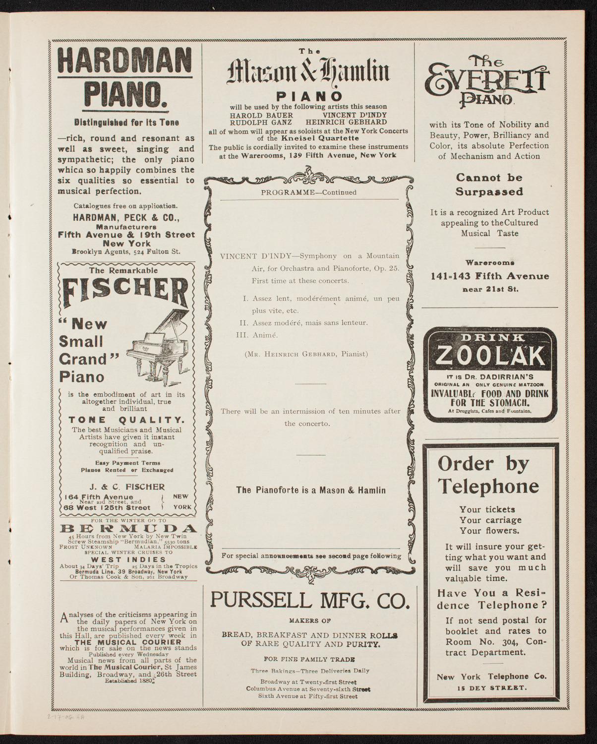 Boston Symphony Orchestra, February 17, 1906, program page 7