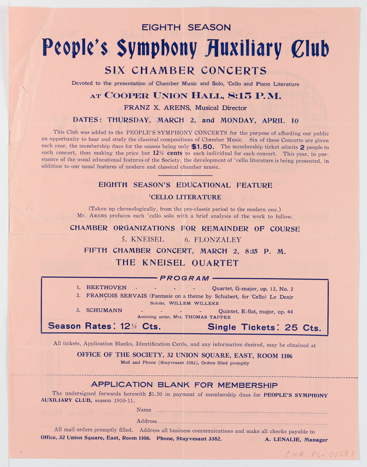 People's Symphony Concert, March 26, 1911