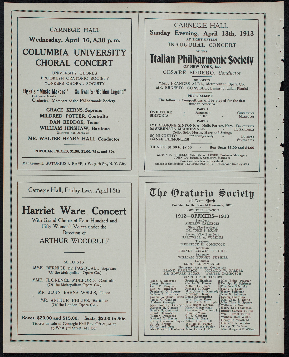New York Banks' Glee Club, March 29, 1913, program page 10