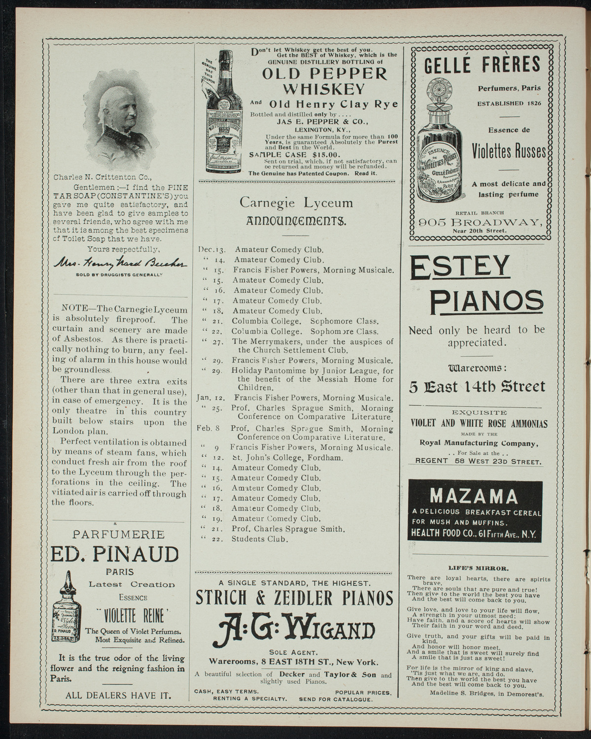 Jessie Shay/ American Symphony Orchestra, December 8, 1897, program page 2