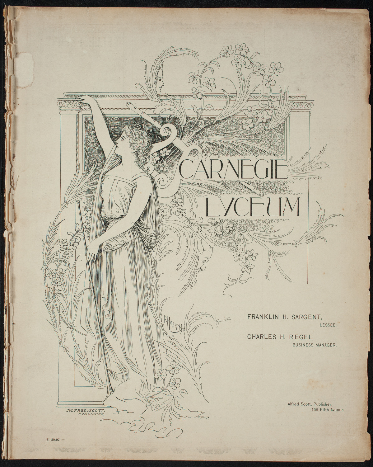 Comparative Literature Society, November 20, 1897, program page 1