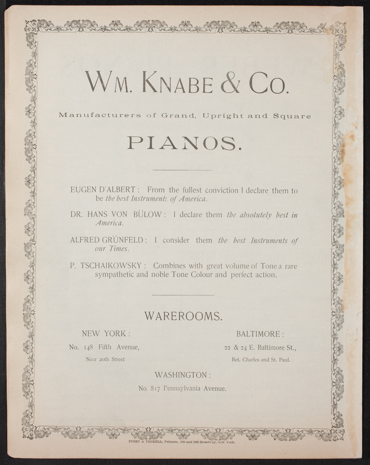 Metropolitan Musical Society, January 10, 1893, program page 10