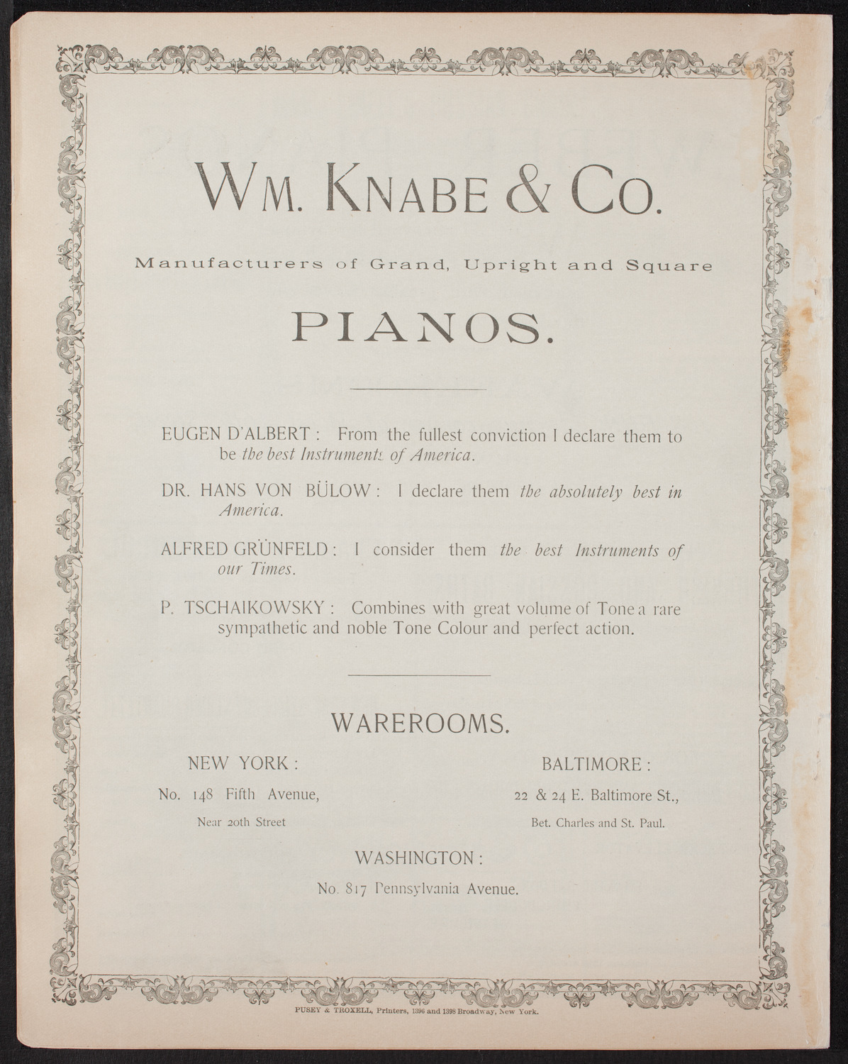 Metropolitan Musical Society, January 10, 1893, program page 10