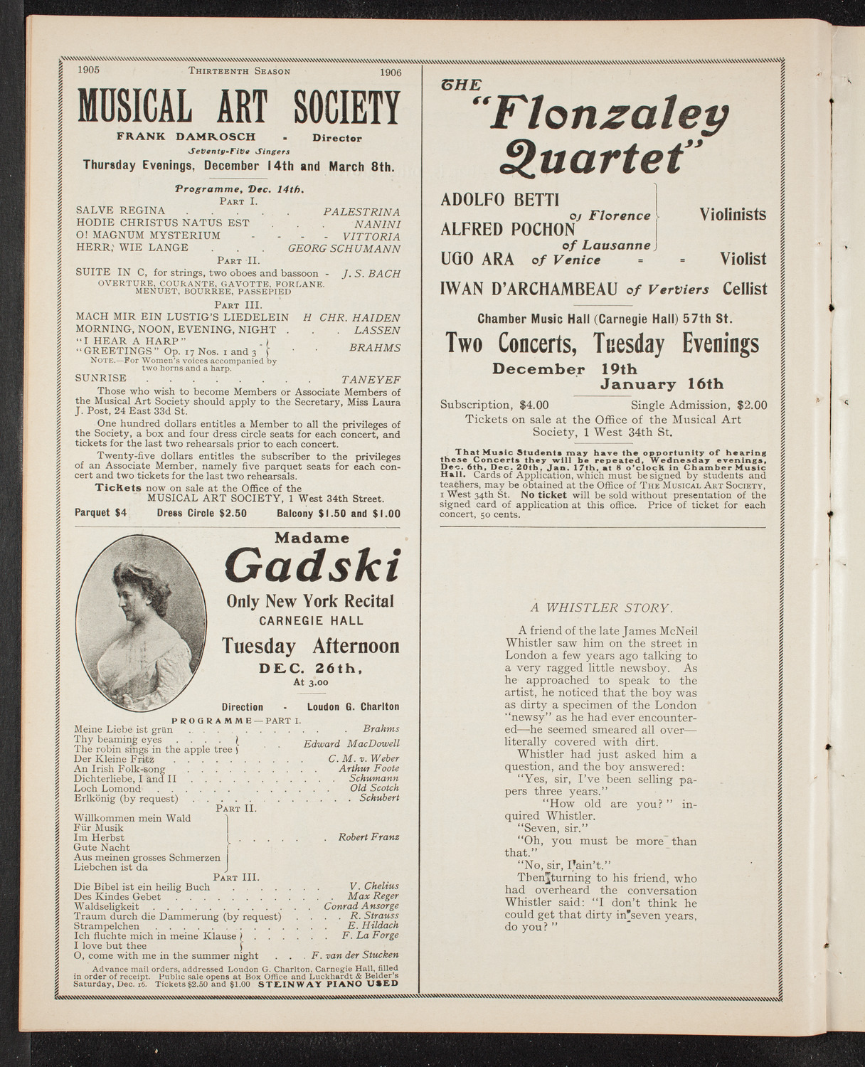 New York Banks' Glee Club, December 5, 1905, program page 10