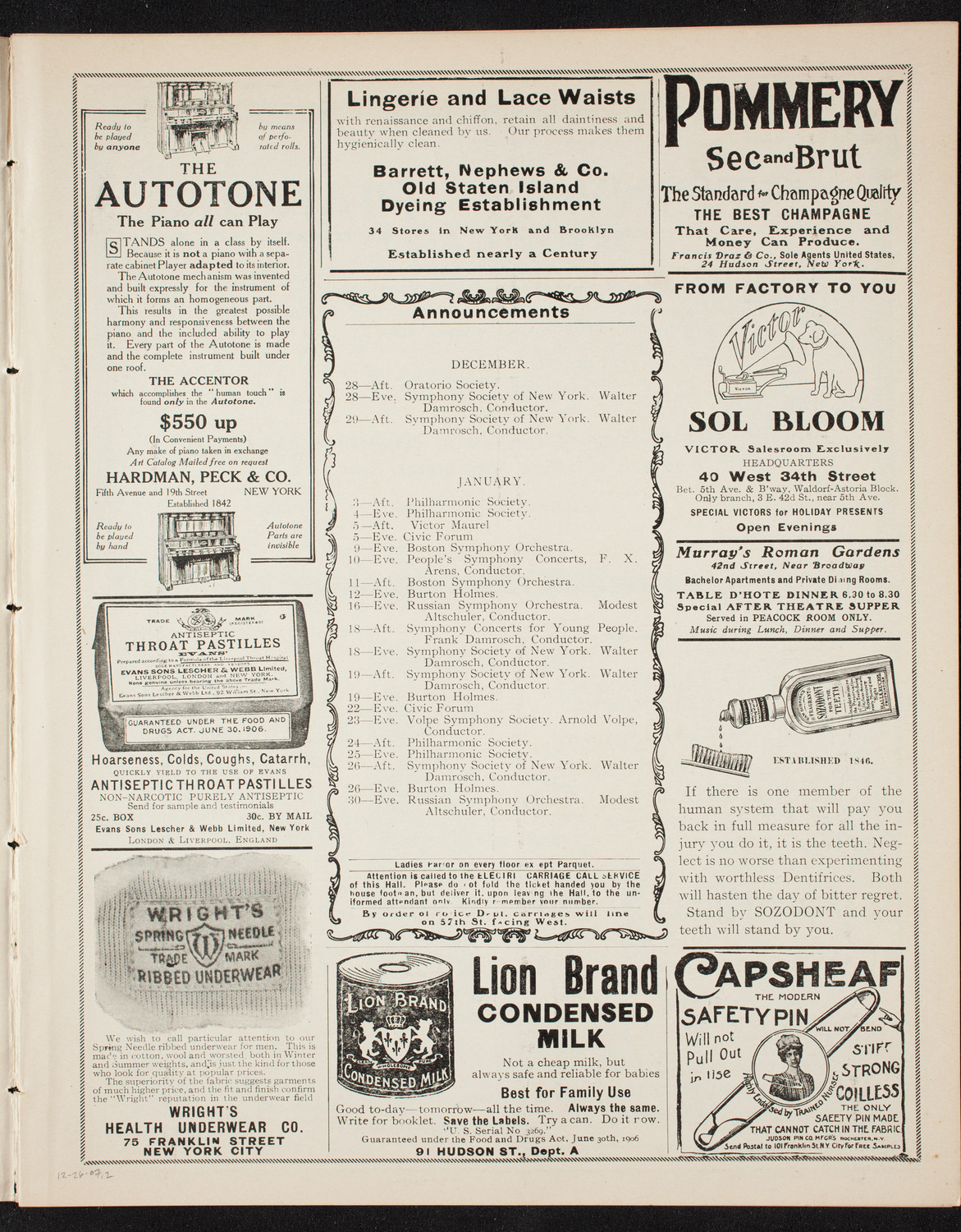 Oratorio Society of New York, December 26, 1907, program page 3