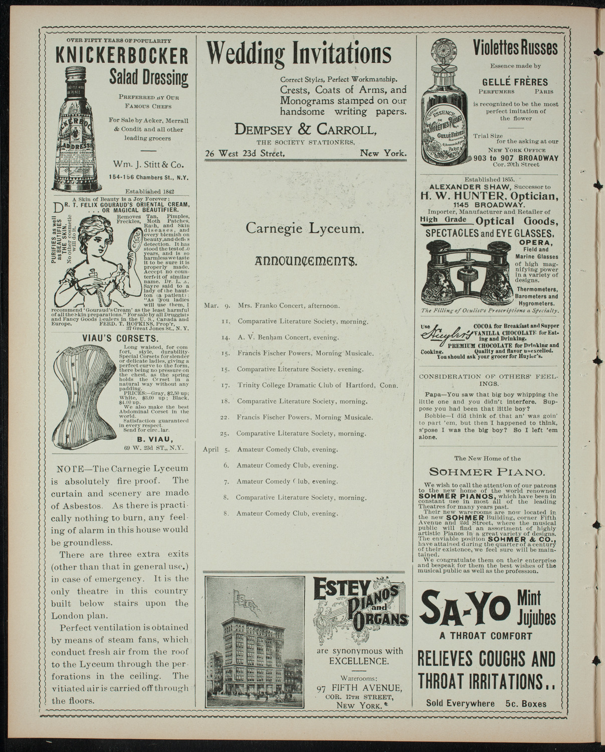 Rolf de Brandt-Rantzau, March 6, 1899, program page 2
